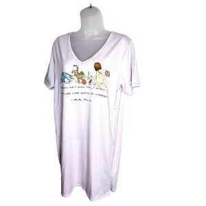 Disney Parks Winnie the Pooh & Friends Long Soft Purple Jersey Sleep Shirt M/L